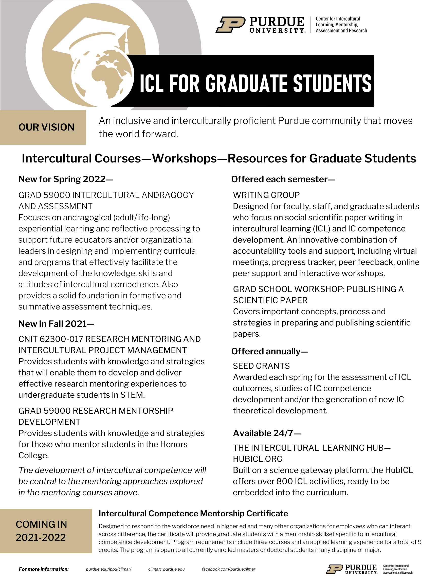 poster for graduate student CILMAR events