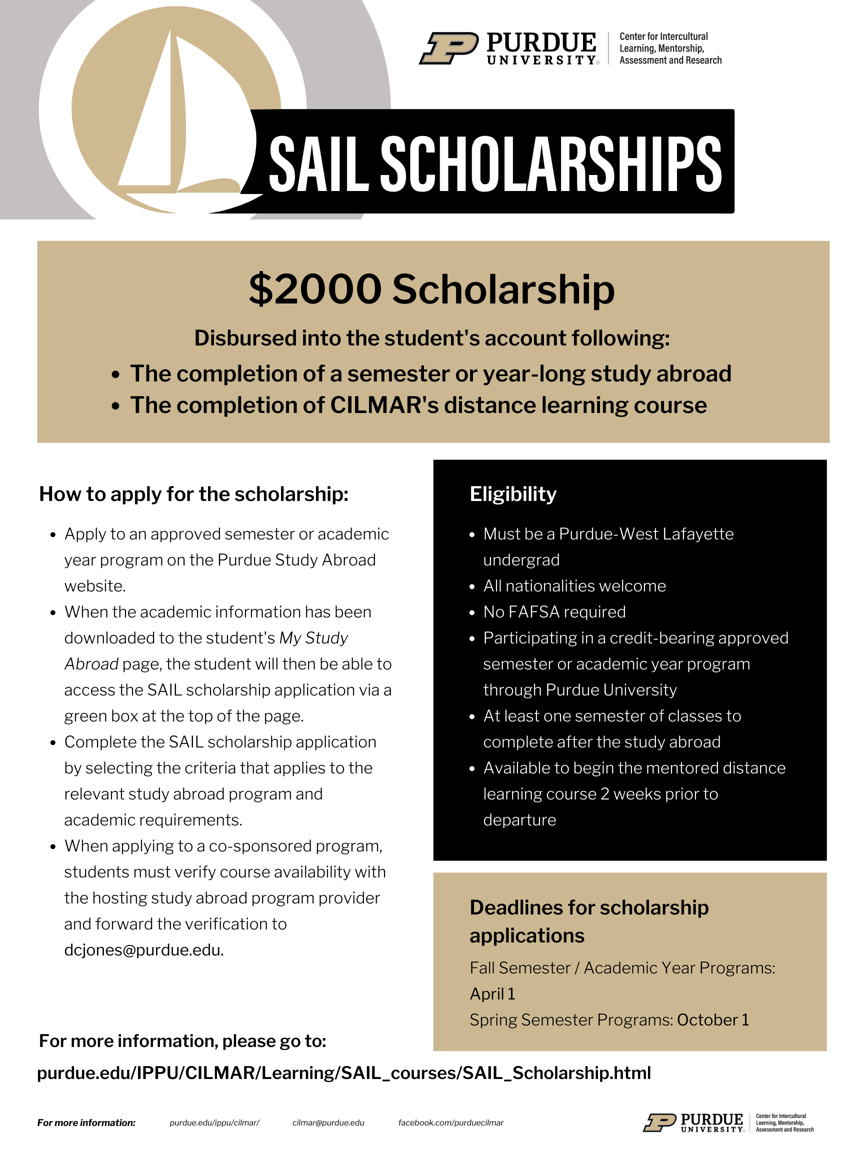 poster for SAIL scholarship