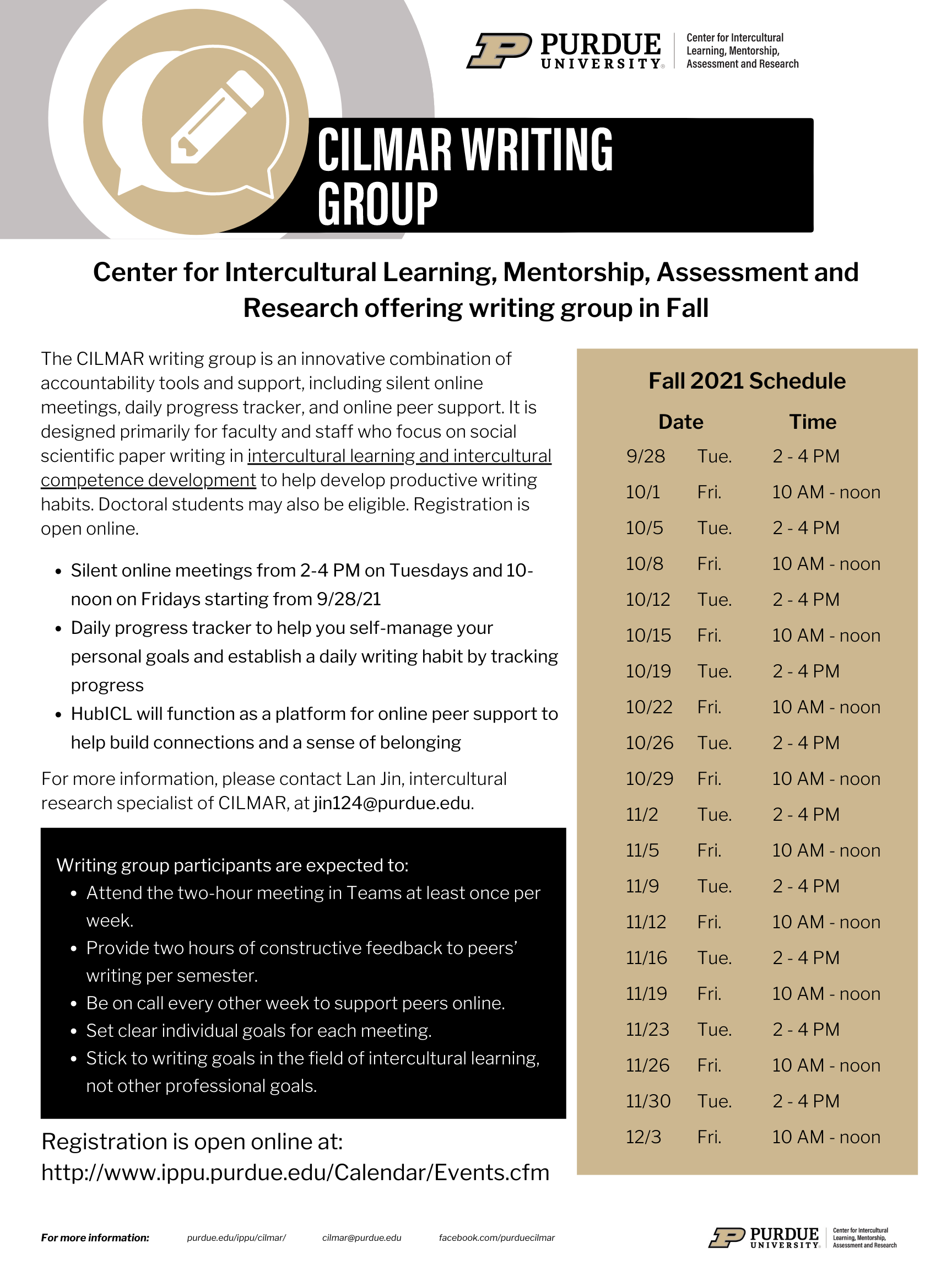 poster for CILMAR writing group
